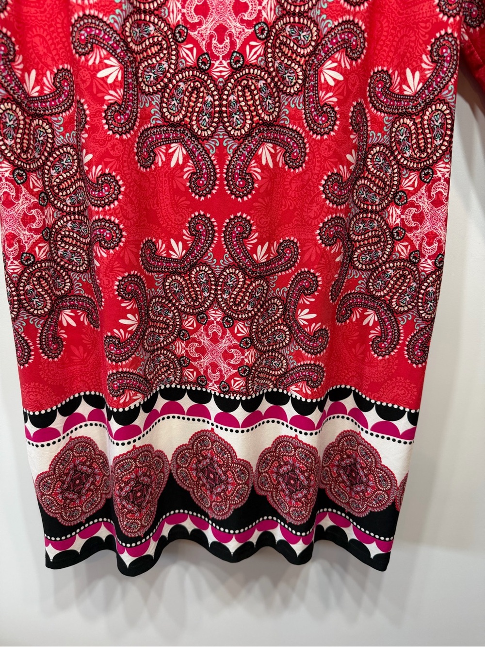 Chico's Red Pink and Black Paisley-Print Midi Dress - Picture 5 of 11
